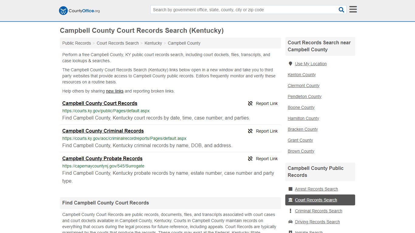 Campbell County Court Records Search (Kentucky) - County Office